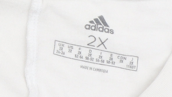 Womens UK Size 2XL adidas White Basic T-Shirt