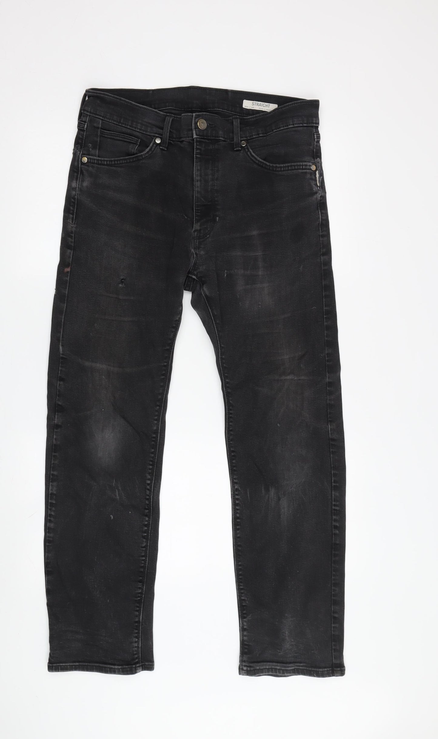Marks and Spencer Men's Black Straight Jeans, Size 32