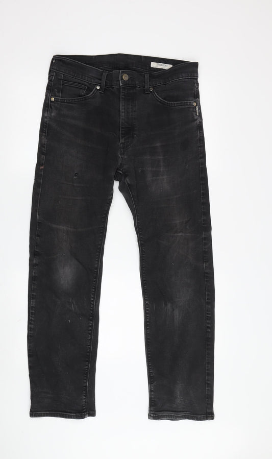 Marks and Spencer Men's Black Straight Jeans, Size 32
