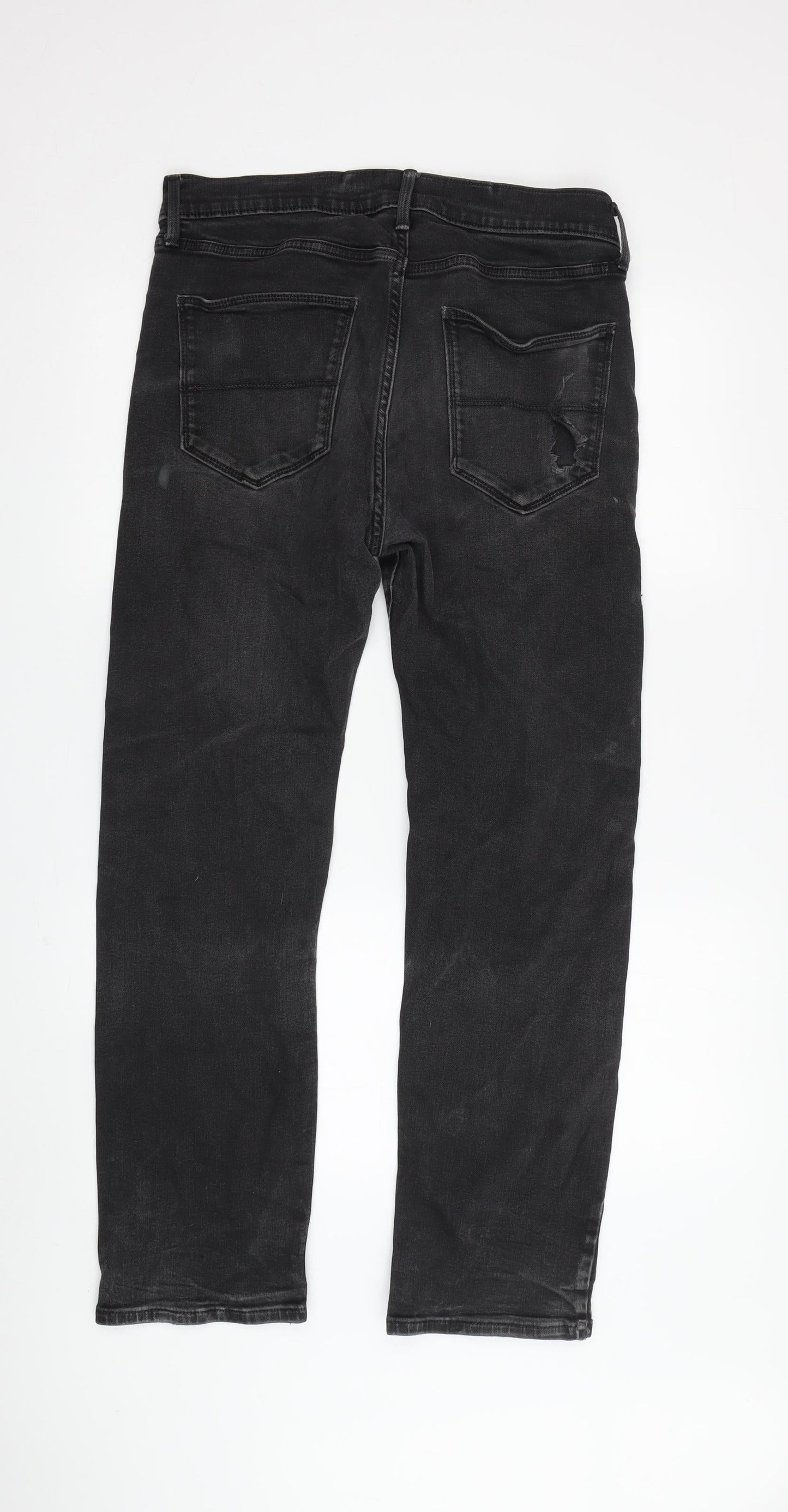 Marks and Spencer Men's Black Straight Jeans, Size 32