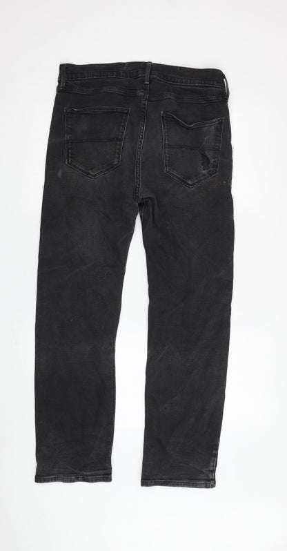 Marks and Spencer Men's Black Straight Jeans, Size 32
