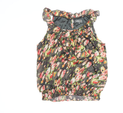 Womens UK Size S Apricot Multicoloured Tunic Blouse