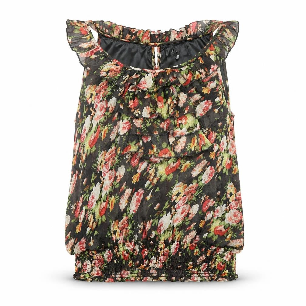 Womens UK Size S Apricot Multicoloured Tunic Blouse