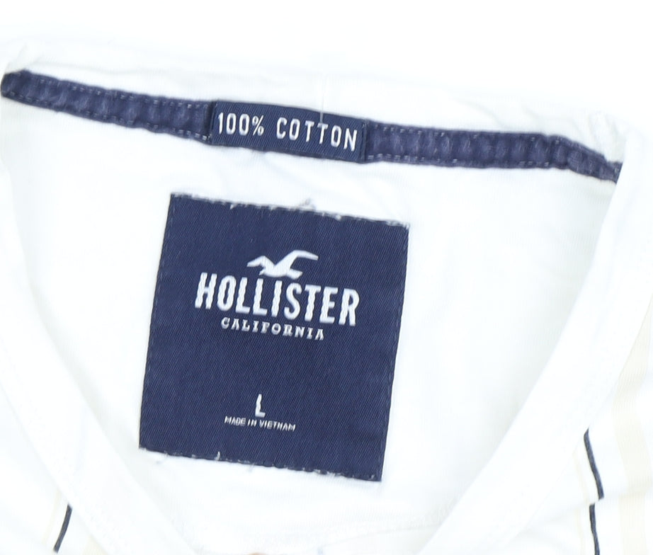 Mens UK Size L Hollister White  T-Shirt