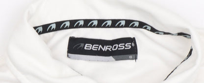 Benross Unisex Blue White Striped Polo Shirt, Size 10