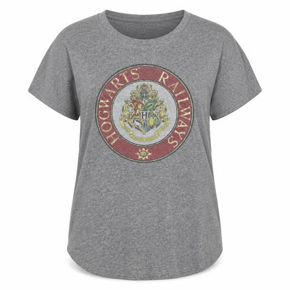 Front view of Warner Bros unisex grey harry potter t-shirt m