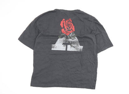 ADPT Men’s Black Medium Rose Graphic Short Sleeve T-Shirt