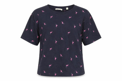 Esprit Women's Blue Animal Print L Basic T-Shirt
