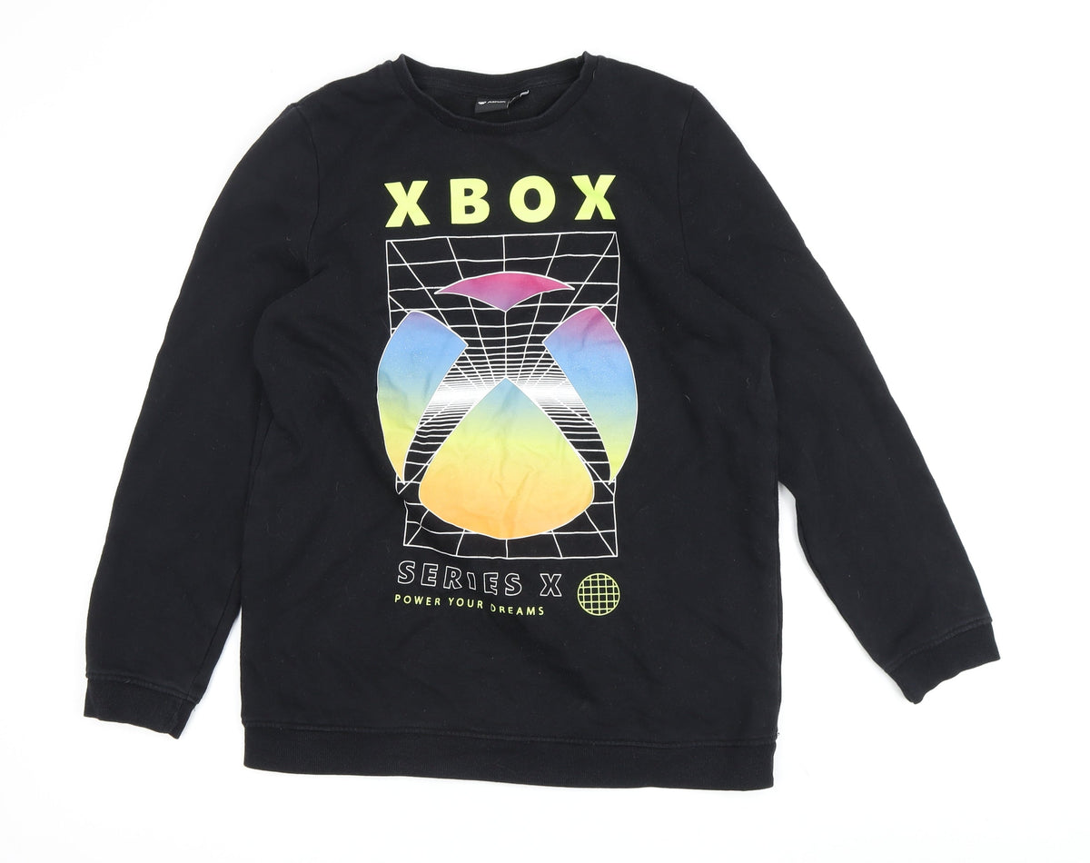 Additional front view of Xbox boys’ black sweatshirt pullover 14-15 years graphic
