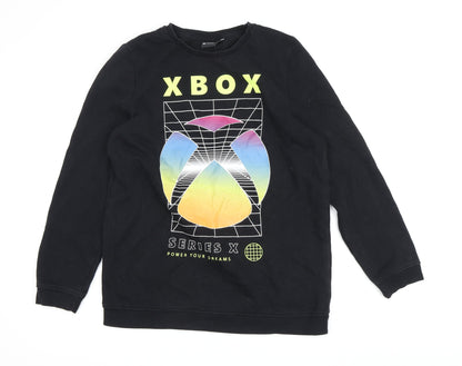 Additional front view of Xbox boys’ black sweatshirt pullover 14-15 years graphic