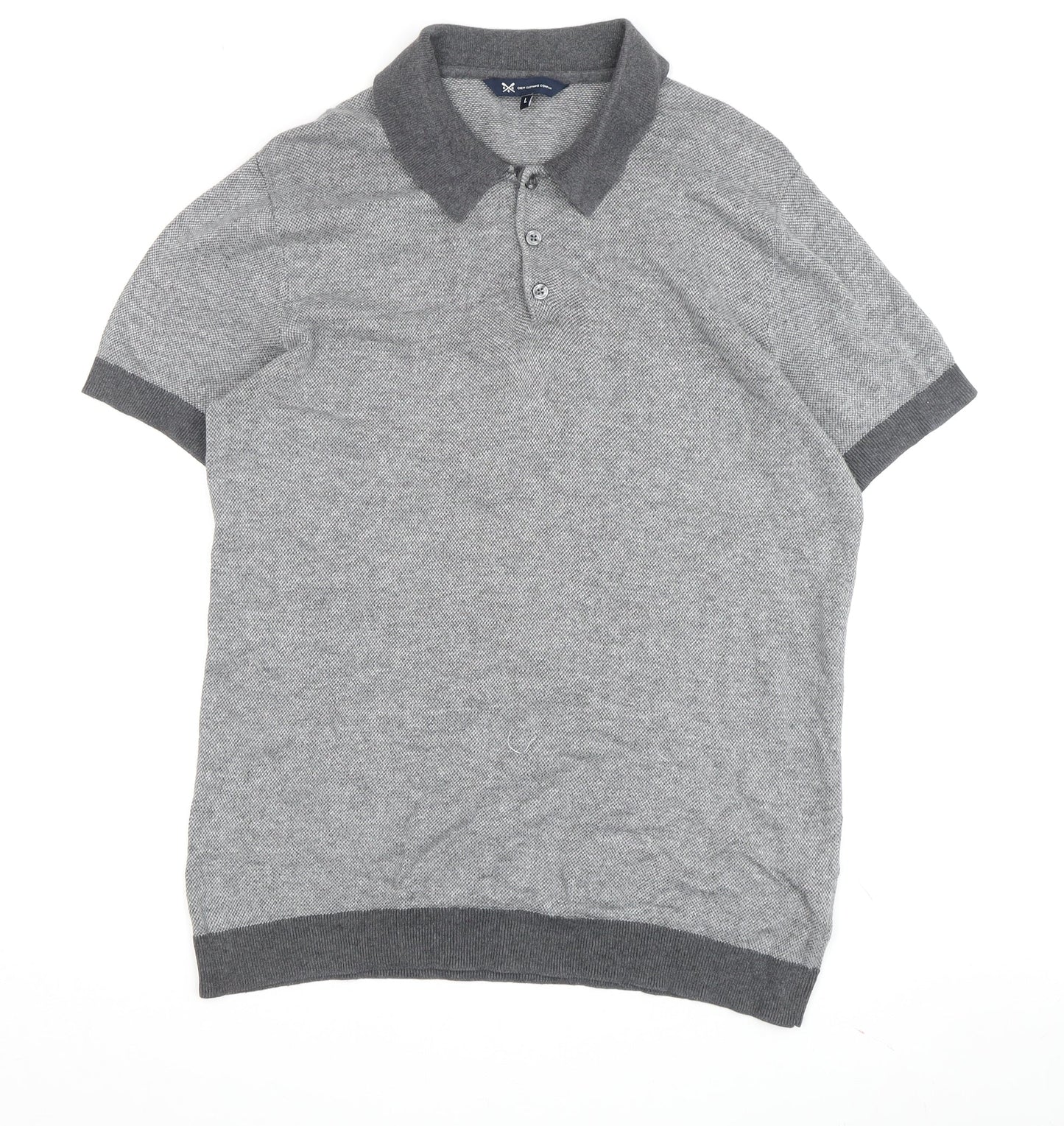 Crew Clothing Men's Grey Polo, Size L, Short Sleeve