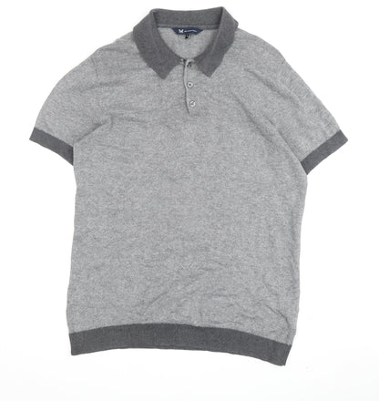 Crew Clothing Men's Grey Polo, Size L, Short Sleeve