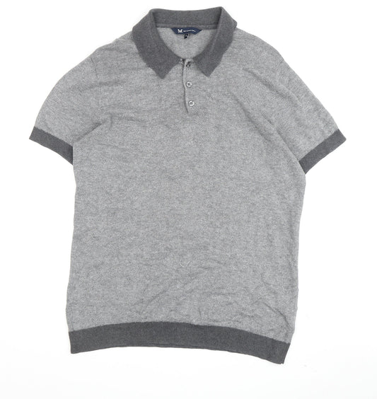 Crew Clothing Men's Grey Polo, Size L, Short Sleeve