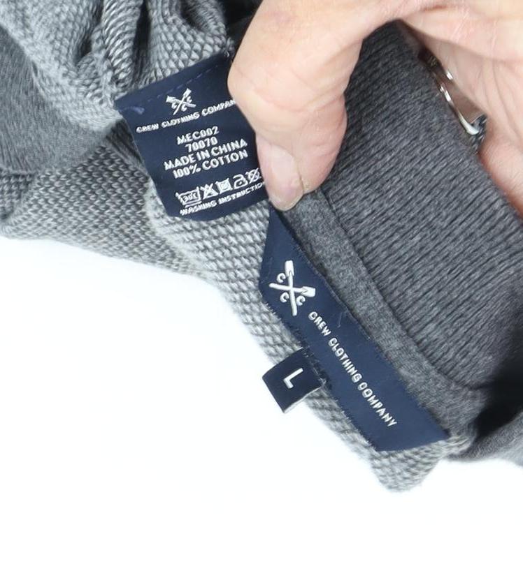 Crew Clothing Men's Grey Polo, Size L, Short Sleeve