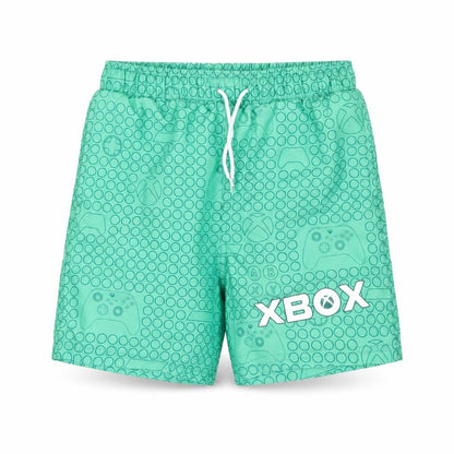 Front view of Xbox boys’ green athletic shorts 9-10 years gaming