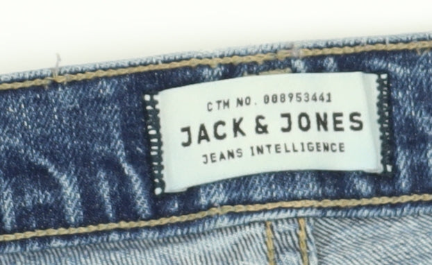 Jack & Jones Men’s Blue Straight Fit Distressed Jeans 36