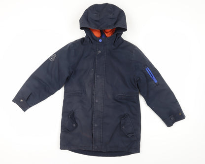 Joules Boys Blue Parka Coat, Size 8 Years, Hooded