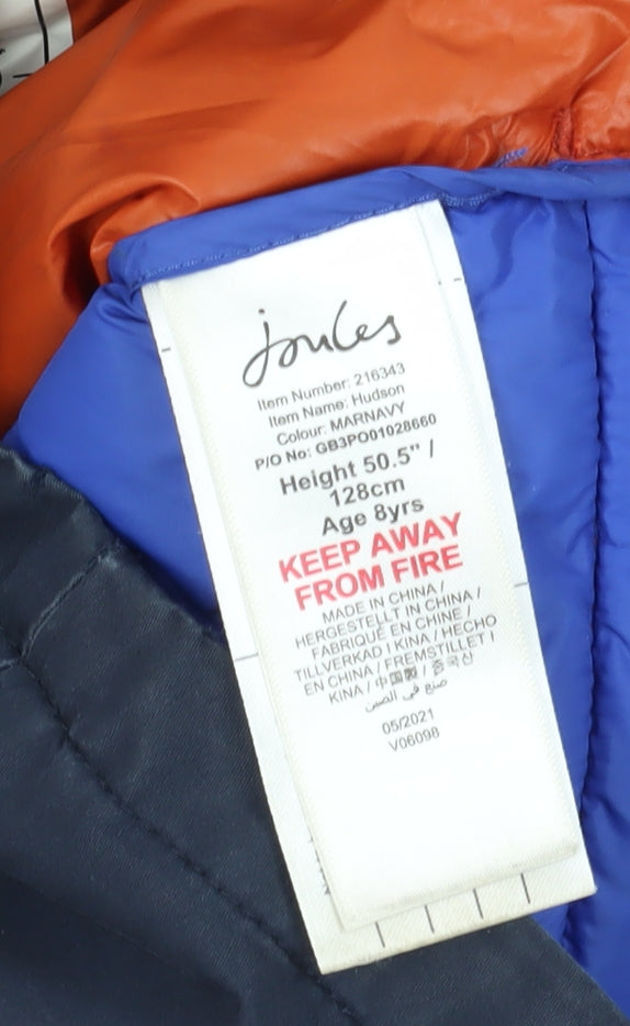 Joules Boys Blue Parka Coat, Size 8 Years, Hooded