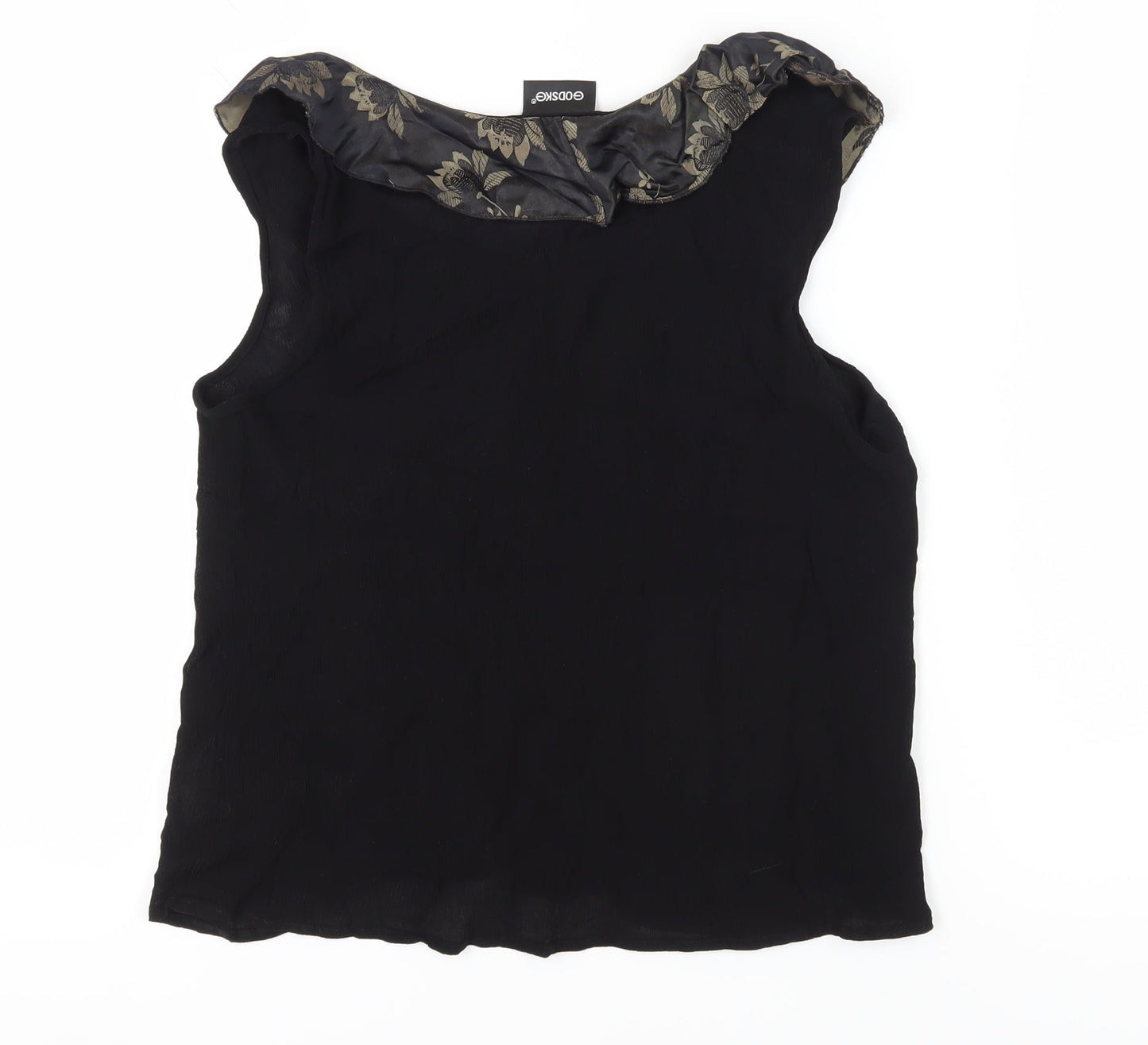 Godske Women's Black Blouse, Size 14, Ruffle Detail