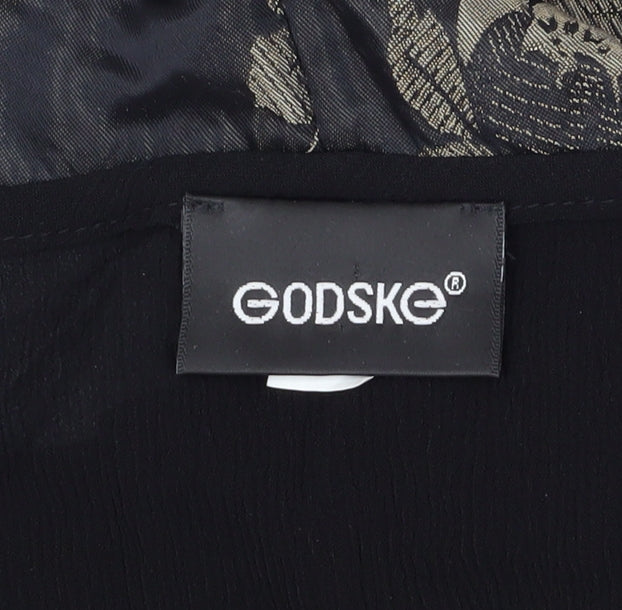 Godske Women's Black Blouse, Size 14, Ruffle Detail