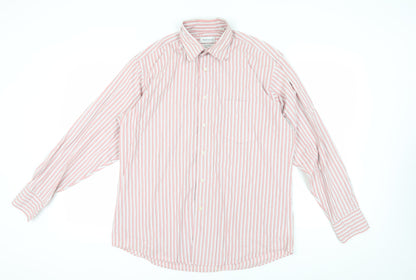 Van Heusen Men's Pink Striped Cotton Dress Shirt M