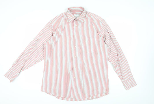 Van Heusen Men's Pink Striped Cotton Dress Shirt M