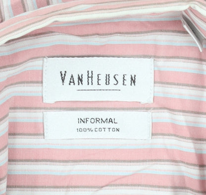 Van Heusen Men's Pink Striped Cotton Dress Shirt M