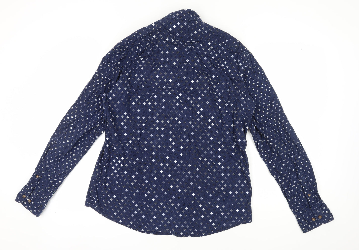 Esprit Men's Blue XL Geometric Long Sleeve Shirt