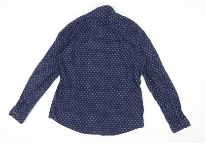 Esprit Men's Blue XL Geometric Long Sleeve Shirt