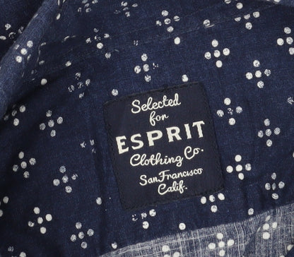 Esprit Men's Blue XL Geometric Long Sleeve Shirt