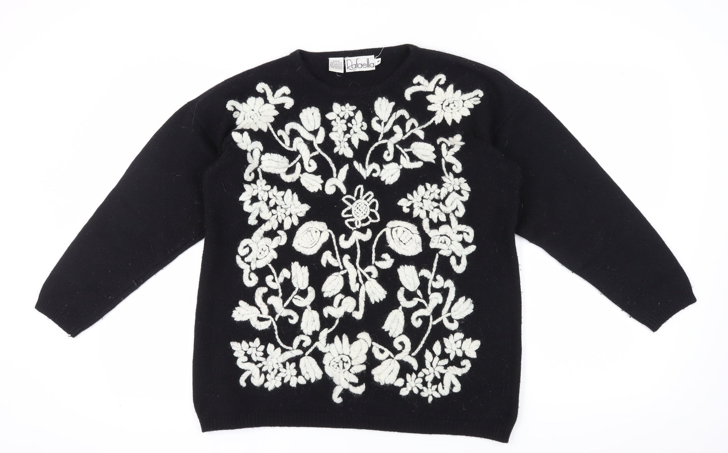 Rafaella Women's Black Embroidered Pullover Jumper Size M