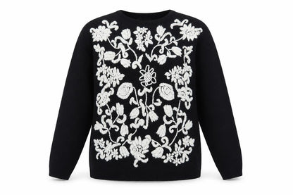 Rafaella Women's Black Embroidered Pullover Jumper Size M