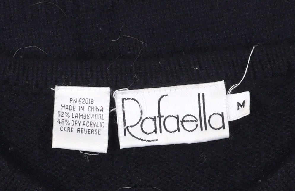 Rafaella Women's Black Embroidered Pullover Jumper Size M
