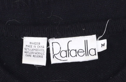 Rafaella Women's Black Embroidered Pullover Jumper Size M