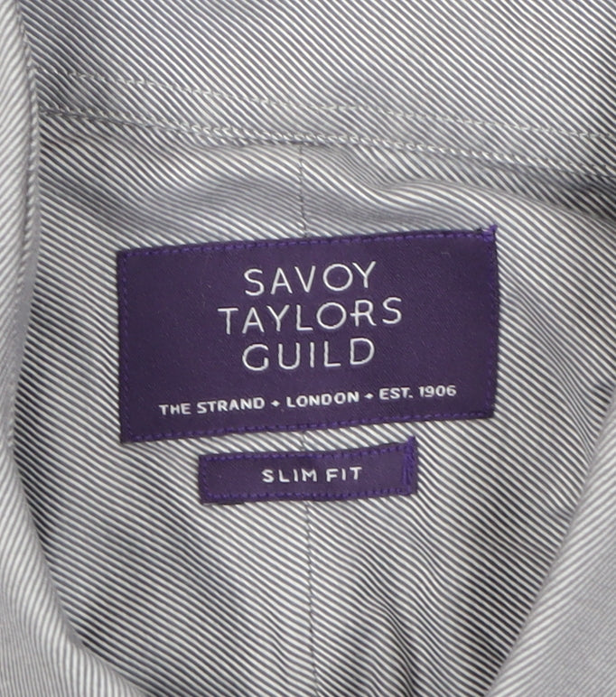 Savoy Taylors Guild Men's Grey Slim Fit Dress Shirt XL