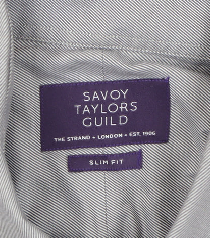Savoy Taylors Guild Men's Grey Slim Fit Dress Shirt XL