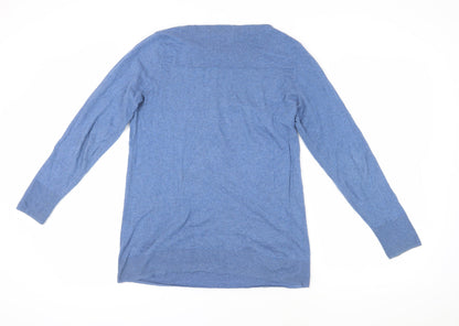 Winser London Women's Blue Cotton Boat Neck Jumper