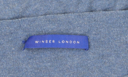 Winser London Women's Blue Cotton Boat Neck Jumper