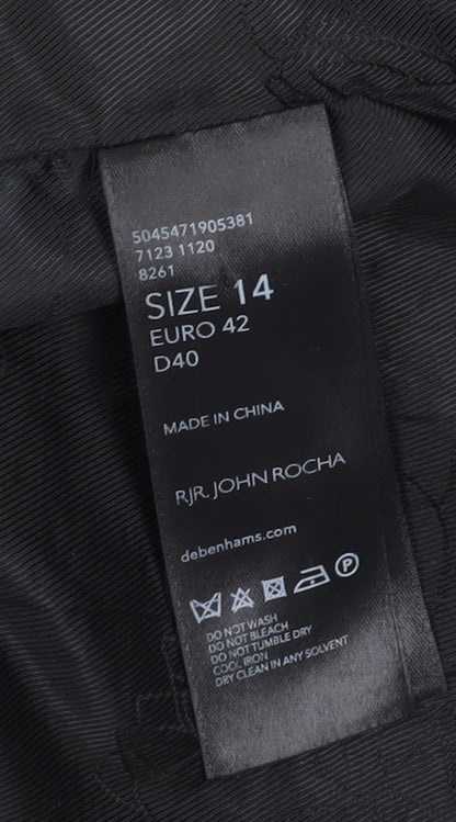 RJR John Rocha Women's Black Floral Overcoat - Size 14