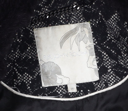 RJR John Rocha Women's Black Floral Overcoat - Size 14