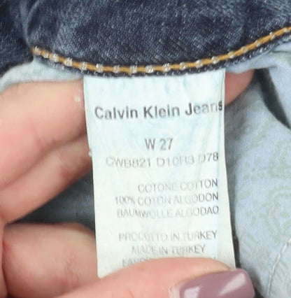 Calvin Klein Women's Blue Cropped Jeans, Size 27, Distressed