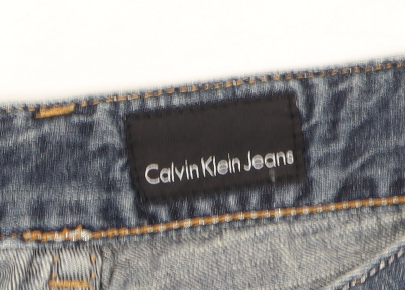 Calvin Klein Women's Blue Cropped Jeans, Size 27, Distressed