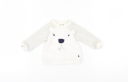 Joules Unisex Baby White Bear Jumper 3-6 Months Pullover