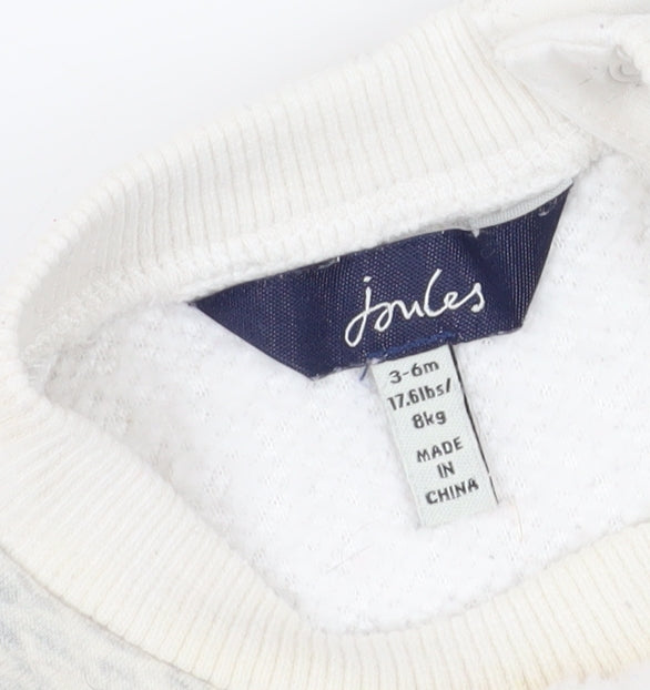 Joules Unisex Baby White Bear Jumper 3-6 Months Pullover