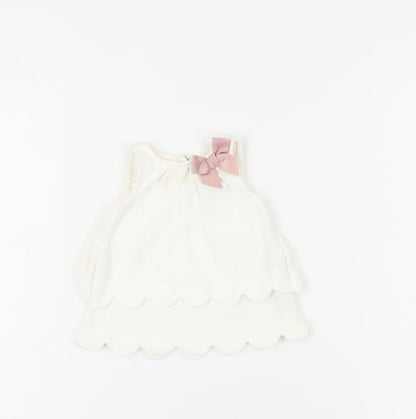 Tahari Unisex Baby White Sleeveless Blouse 3-6 Months