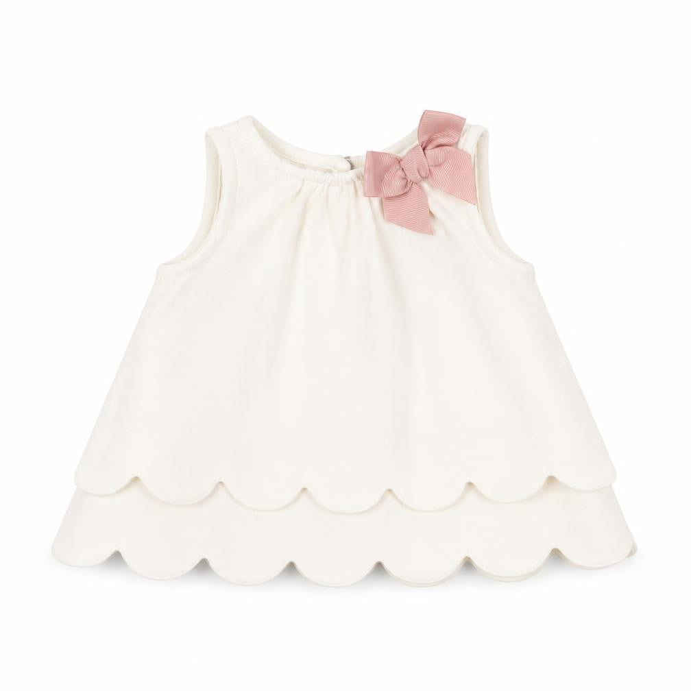 Front view of Tahari unisex baby white sleeveless blouse 3-6 months