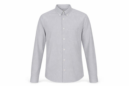 Reiss Men's Grey Striped Button-Up Slim Shirt S