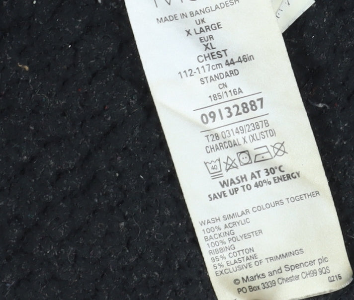 Marks and Spencer Men's Grey XL Full Zip Jumper