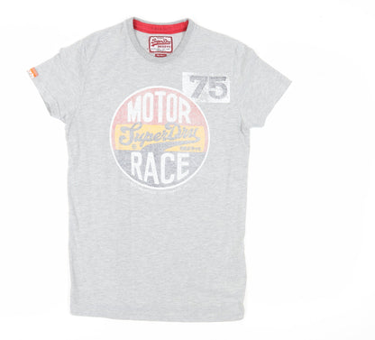 Superdry Men’s Grey Graphic T-Shirt, Size S, Vintage Style
