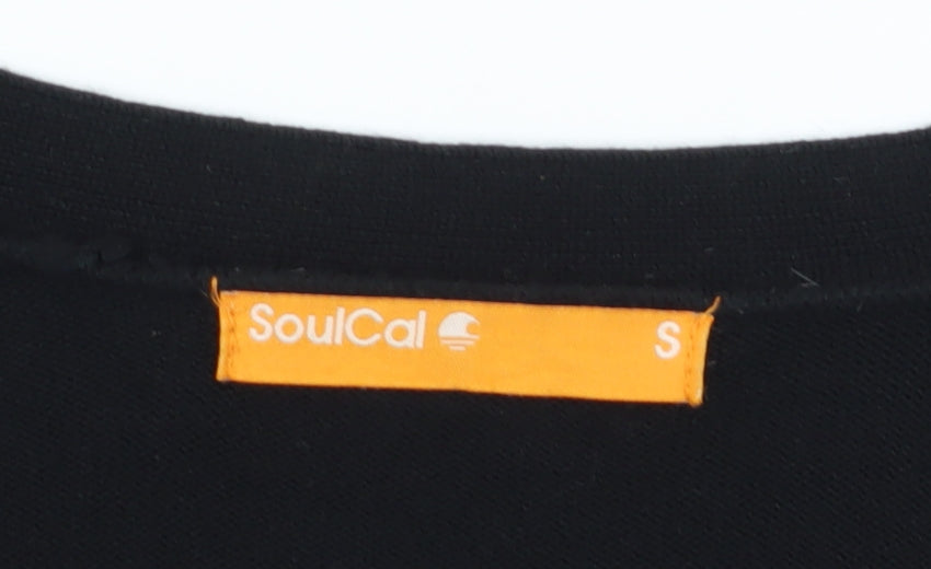 SoulCal Men's Black Cardigan Small, V-neck, Cotton Blend